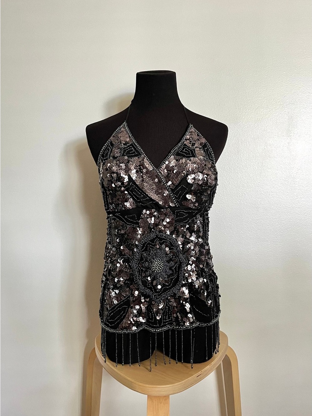 00’s shakira backless beaded halter